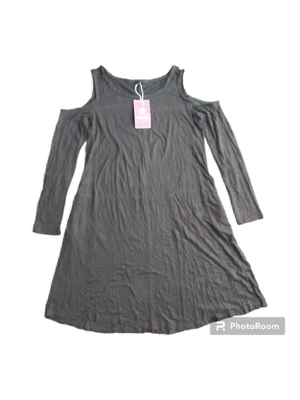 Women's PCEAIIH Black Cold Shoulder Long Sleeve Dress Size L